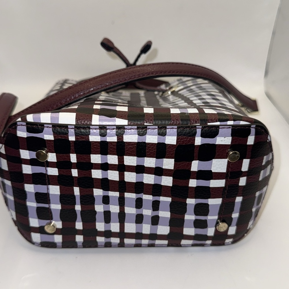 Kate Spade Eva Bucket small crossbody  Bag Purple Multi plaid - Picture 15 of 15